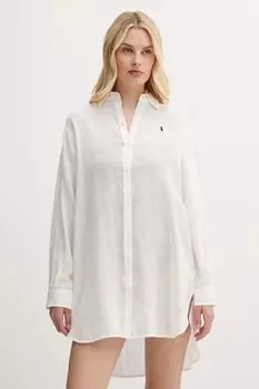 Пляжная рубашка с добавлением льна Polo Ralph Lauren, бежевый
