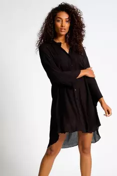 Пляжная рубашка с двойным карманом и воротником Nehru South Beach, черный