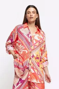 Пляжная рубашка с принтом River Island, оранжевый