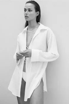 Пляжная рубашка со шнуровкой H&M, белый