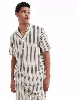 Пляжная рубашка Sol Beach в полоску, связанная крючком в серо-белых тонах