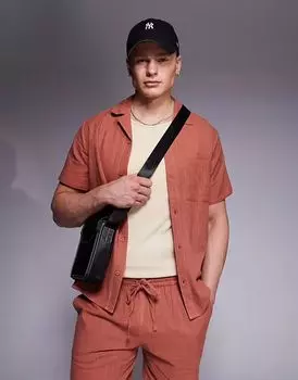 Пляжная рубашка South Beach с короткими рукавами цвета ржавчины