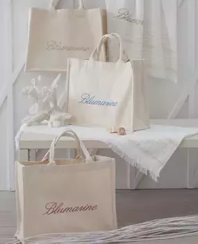 Пляжная сумка Blumarine With Gabardine Embroidery, бежевый/синий