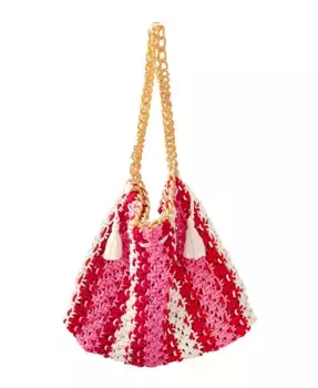 Пляжная сумка Cannes COLETTE макраме в розово-красных тонах Brunna.co, розовый