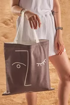 Пляжная сумка с принтом Faces Zeynep Tekstil, коричневый