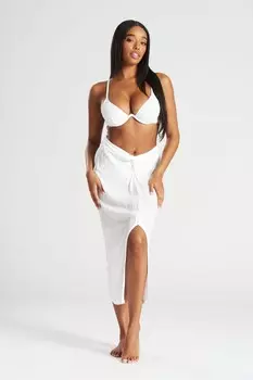 Пляжная юбка из присборенной ткани South Beach, белый