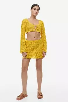 Пляжная юбка крючком H&M, желтый