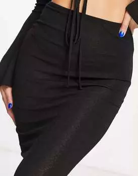 Пляжная юбка макси свободной вязки черного цвета Catch