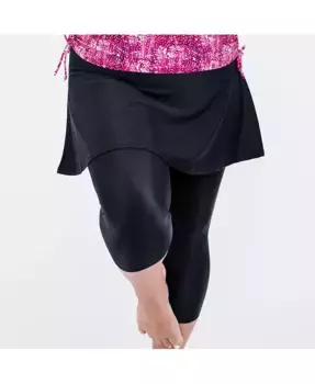 Пляжная юбка-шорты с расклешенным низом и капри для полных Calypsa, черный