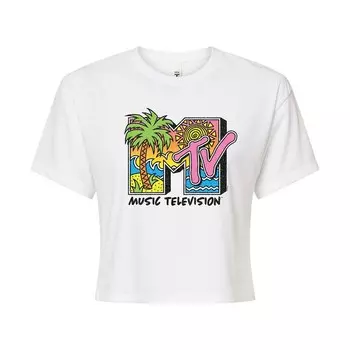 Пляжная укороченная футболка MTV 80-х для юниоров Licensed Character, белый