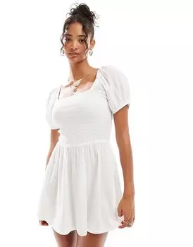 Пляжное мини-платье Esmee с рукавами-фонариками белого цвета Esme