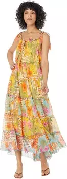 Пляжное платье America & Beyond Boho Blissful Tiered Maxi Dress, желтый