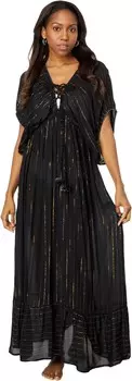 Пляжное платье America & Beyond Obsidian Stripe Maxi Dress, черный