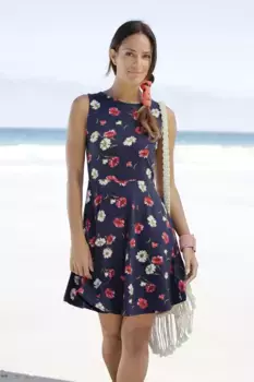 Пляжное платье Beachtime, цветочный принт, летнее платье из эластичного хлопка, красный