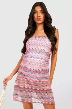Пляжное платье для беременных, связанное крючком зигзагом Boohoo, разноцветный