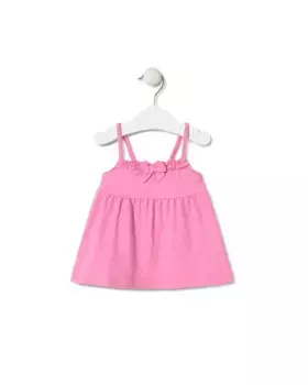Пляжное платье для девочки на бретелях с жаккардовым логотипом Tous, цвет Rosa