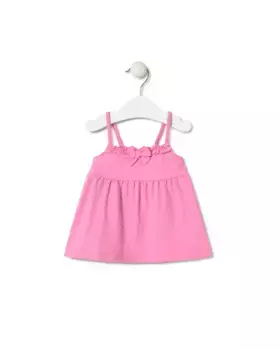 Пляжное платье для девочки на бретелях с жаккардовым логотипом Tous, цвет Rosa