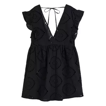 Пляжное платье H&amp;M Eyelet Embroidered, черный
