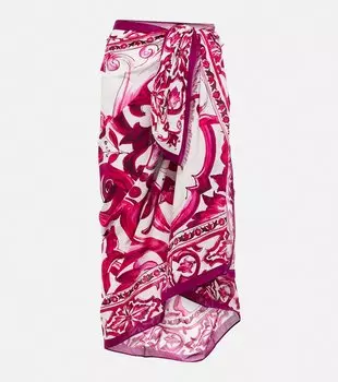 Пляжное платье из хлопка и майолики Dolce&Gabbana, мультиколор