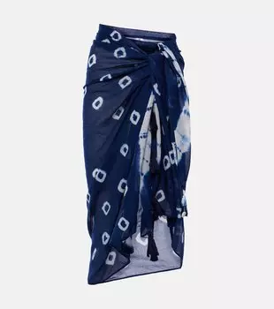 Пляжное платье из хлопка с принтом тай-дай Anna Kosturova, синий