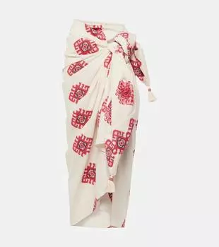 Пляжное платье из хлопка с принтом Johanna Ortiz, мультиколор