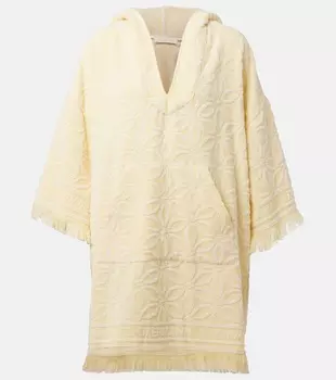 Пляжное платье из хлопкового махрового полотна с бахромой Coco Zimmermann, Yellow/ Cream