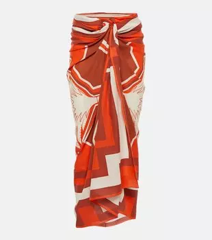 Пляжное платье из хлопковой вуали с принтом Johanna Ortiz, мультиколор