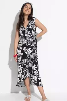 Пляжное платье Lenzing ecovero из вискозы midaxi с запахом Pour Moi, черный