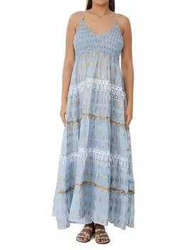 Пляжное платье макси из фольги со сборками Ranee'S, синий