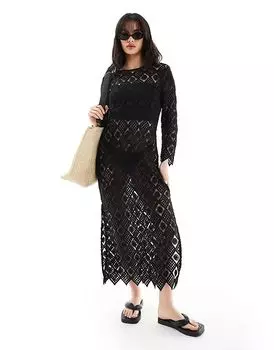 Пляжное платье макси крючком премиум-класса черного цвета Iisla & Bird