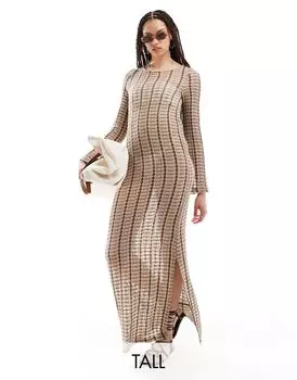 Пляжное платье макси крючком Vero Moda Tall нейтрального цвета