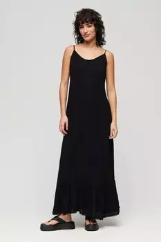 Пляжное платье макси на бретелях Superdry, черный
