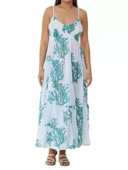 Пляжное платье макси с коралловыми сборками Ranee'S, белый