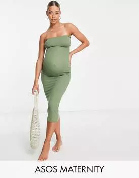Пляжное платье мидакси в рубчик в рубчик ASOS DESIGN Maternity Maternity