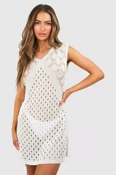 Пляжное платье-накидка крючком boohoo, белый
