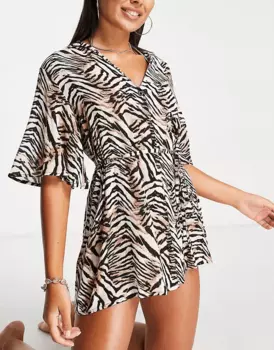 Пляжное платье-рубашка на пуговицах Asos Design, мультиколор