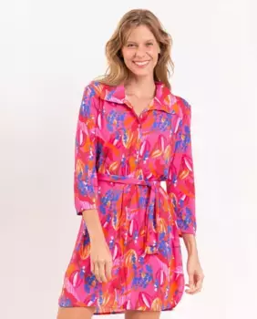 Пляжное платье-рубашка с поясом Ro de Sol, розовый