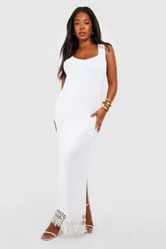 Пляжное платье с крючком и крючком с овчным вырезом Boohoo, белый