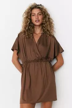 Пляжное платье с v-образным вырезом H&M, коричневый