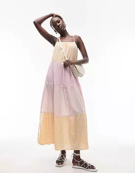 Пляжное платье средней длины в оранжевую и розовую полоску Topshop Tall