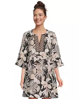 Пляжное платье Tommy Bahama Stamped Lucia Blooms Tunic Dress, черный