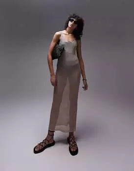 Пляжное платье Topshop розового золота с эффектом металлик