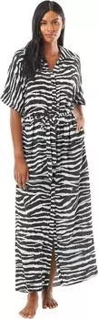 Пляжное платье Vince Camuto Zebra Belted Maxi Dress Cover-Up, черный