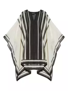 Пляжное платье в полоску с V-образным вырезом TOM FORD, черный