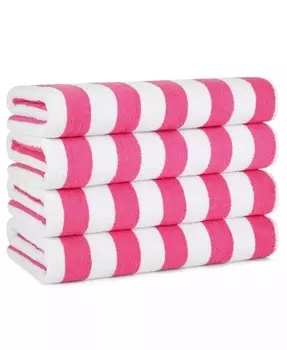 Пляжное полотенце California Cabana (4 шт., 30x70 дюймов), в полоску, мягкий хлопок кольцевого прядения, большое полотенце для бассейна Cabana Arkwright Home, розовый
