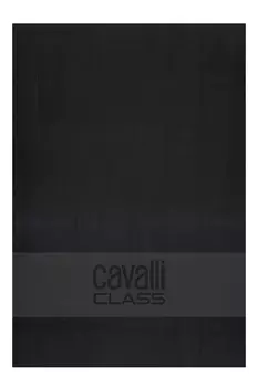 Пляжное полотенце Cavalli Class хлопковое с логотипом, черный