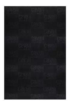 Пляжное полотенце Cavalli Class хлопковое с принтом, черный