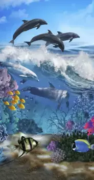 Пляжное полотенце "Доброе утро" "Андре", (1 шт.), с мотивом дельфина, быстро сохнет, детское Good morning 75х150 см (1 шт.), синий