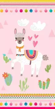 Пляжное полотенце "Доброе утро" "Лама", (1 шт.), с мотивом ламы, быстро сохнет, детское Good morning 75х150 см (1 шт.), розовый