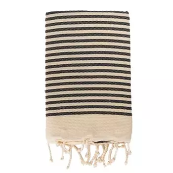 Пляжное полотенце Fouta из чистого хлопка с широкими полосками - Alma Lisola, цвет Nero (Hammam)